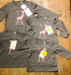Magliette ML grigie giraffe rosa 3-6m e 9-12m e 12-18m e 18-24m Losan NUOVE